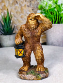 Rustic Funny Cryptid Hiker Bigfoot Holding Lantern Lost in the Woods Figurine