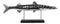 Marine Faux Taxidermy Silver Tone Large Barracuda Fish Sculpture With Pole Stand