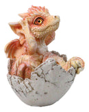 Adorable Orange Baby Dragon Hatchling Cracking Out of Egg Shell Figurine 4"H