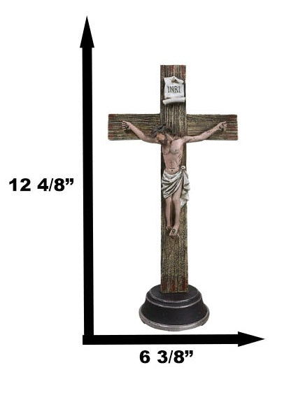 Christian Religious Accent INRI Jesus Christ Crucifix Desktop Cross Figurine