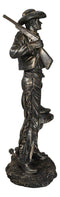 Rustic Western Cowboy Ranger With Hat Carrying Rifle And Horse Saddle Figurine