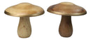 Pack Of 2 Rustic Handcrafted Hardwood Acacia Mushrooms With Golden Edge Decors