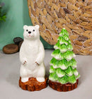 Arctic Wild Snow Polar Bear And Pine Tree Ceramic Salt And Pepper Shakers Set