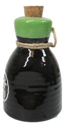 Set Of 6 Green Black Calligraphy Shoyu Tenmoku Porcelain Soy Sauce Flask 7oz