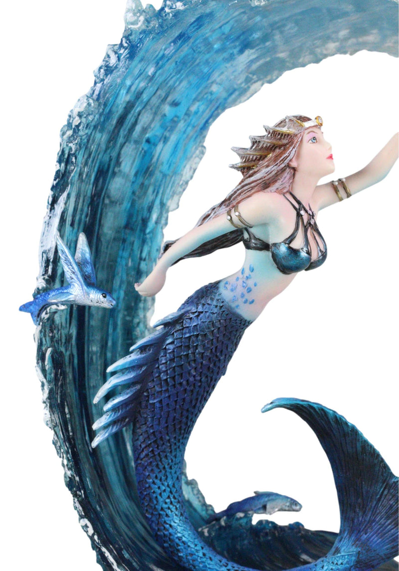 Fantasy Water Elemental Sea Mermaid Sorceress Riding Ocean Waves Figurine