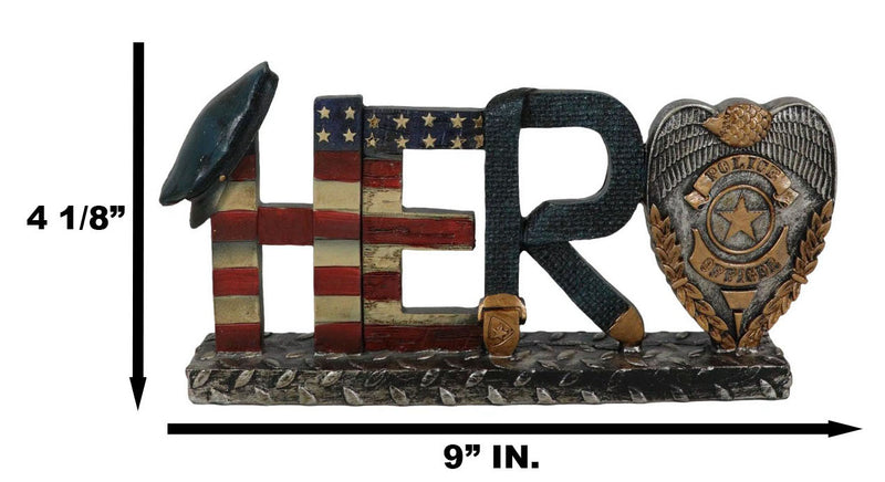 Police Man Officer Cop Badge Hat USA Flag Hero 3D Word Art Desktop Figurine