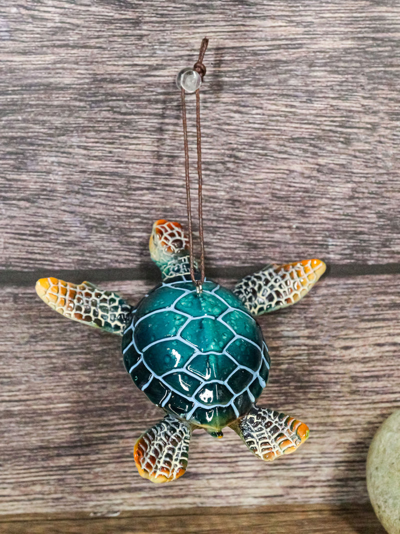 Set Of 4 Nautical Blue Sea Turtles Ocean Marine Wall Hanger Decor Tree Ornaments