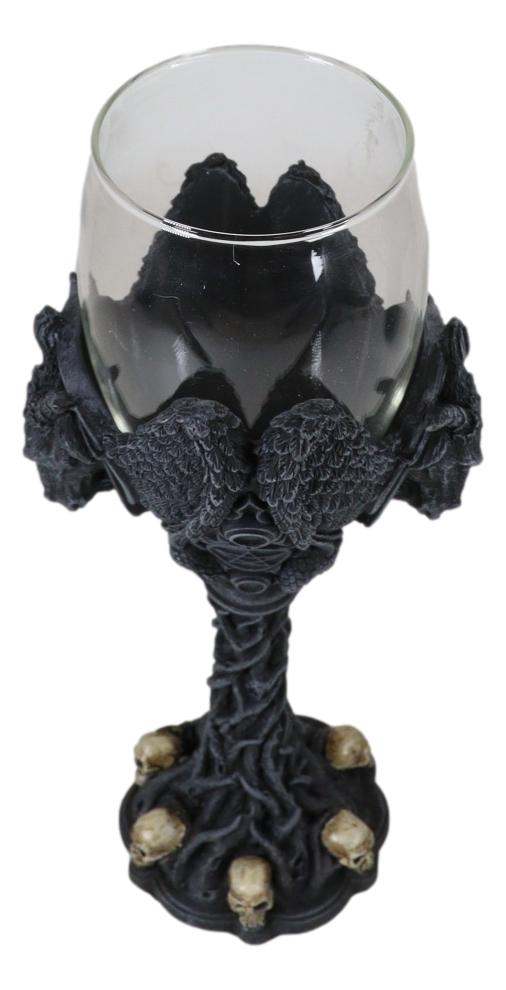 Sabbatic Goat Baphomet Pentagram Raven Wings Dendritic Vines Wine Goblet Cup