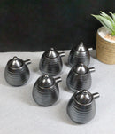 Set Of 6 Tetsu Kesho Black Tenmoku Porcelain Soy Sauce Shoyu Flask Dispensers