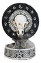 Gothic Raven Skull Triple Moon Astrology Zodiac Backflow Incense Cone Burner