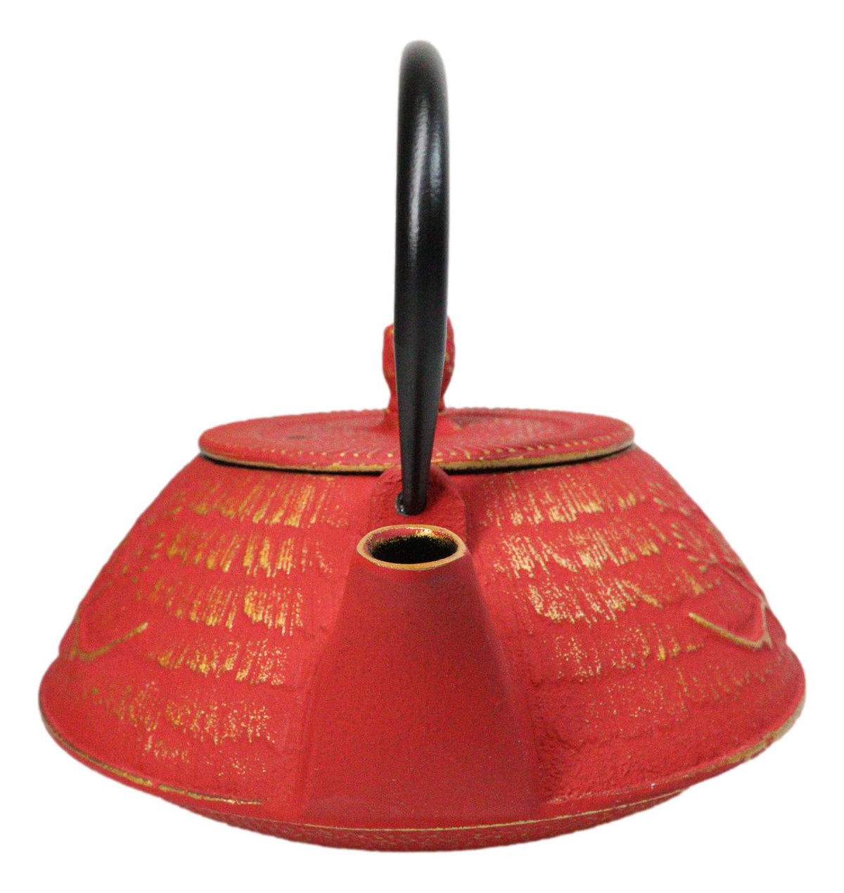 Red And Gold Traditional Ginko Tetsubin Medium Cast Iron Teapot 28oz Tea Pot