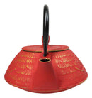 Red And Gold Traditional Ginko Tetsubin Medium Cast Iron Teapot 28oz Tea Pot