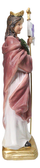 Martyr Saint Ursula Holding Cross Staff Figurine 8.25" H Patroness of Cologne