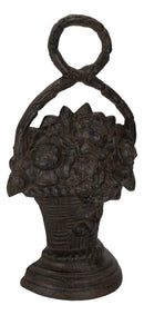 Rustic Cast Iron Flowers In Basket Vase Decorative Door Stopper Or Wall Decor