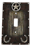 Set Of 2 Rustic Western Star Lucky Horseshoes Single Toggle Switch Plate Covers