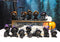 Set of 12 Halloween Black Cats With Witch Hats Mini Figurines In Multi Poses