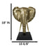Large 18"H Gold Patina Safari African Bush Elephant Sculpture On Museum Base