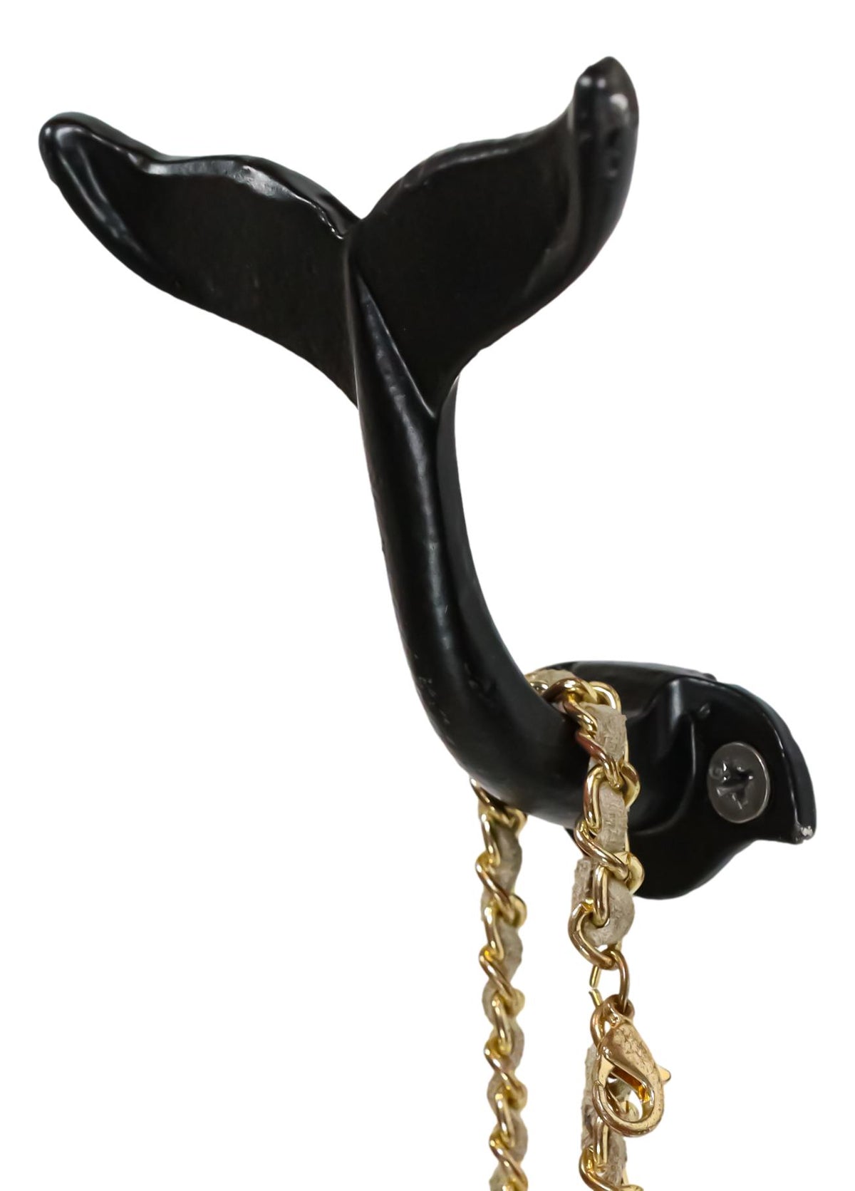 Pack Of 2 Black Cast Iron Nautical Baleen Blue Whale Tail Wall Coat Hook Hangers - Ebros Gift