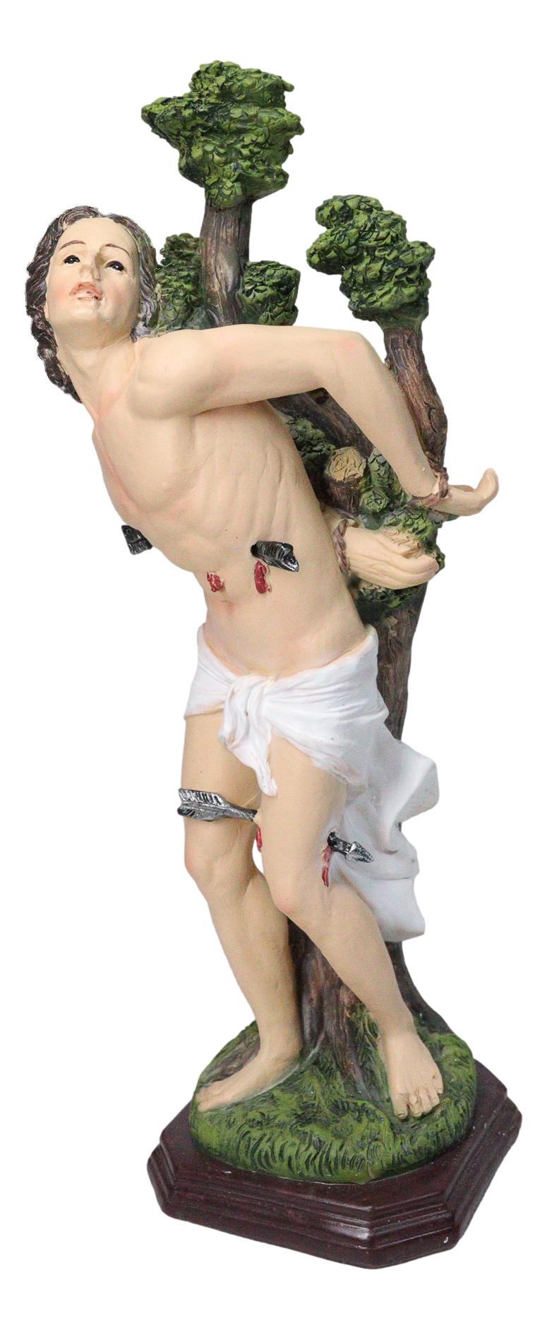 Christian Martyr Roman Soldier Saint Sebastian Pierced By Arrows Figurine 12"H