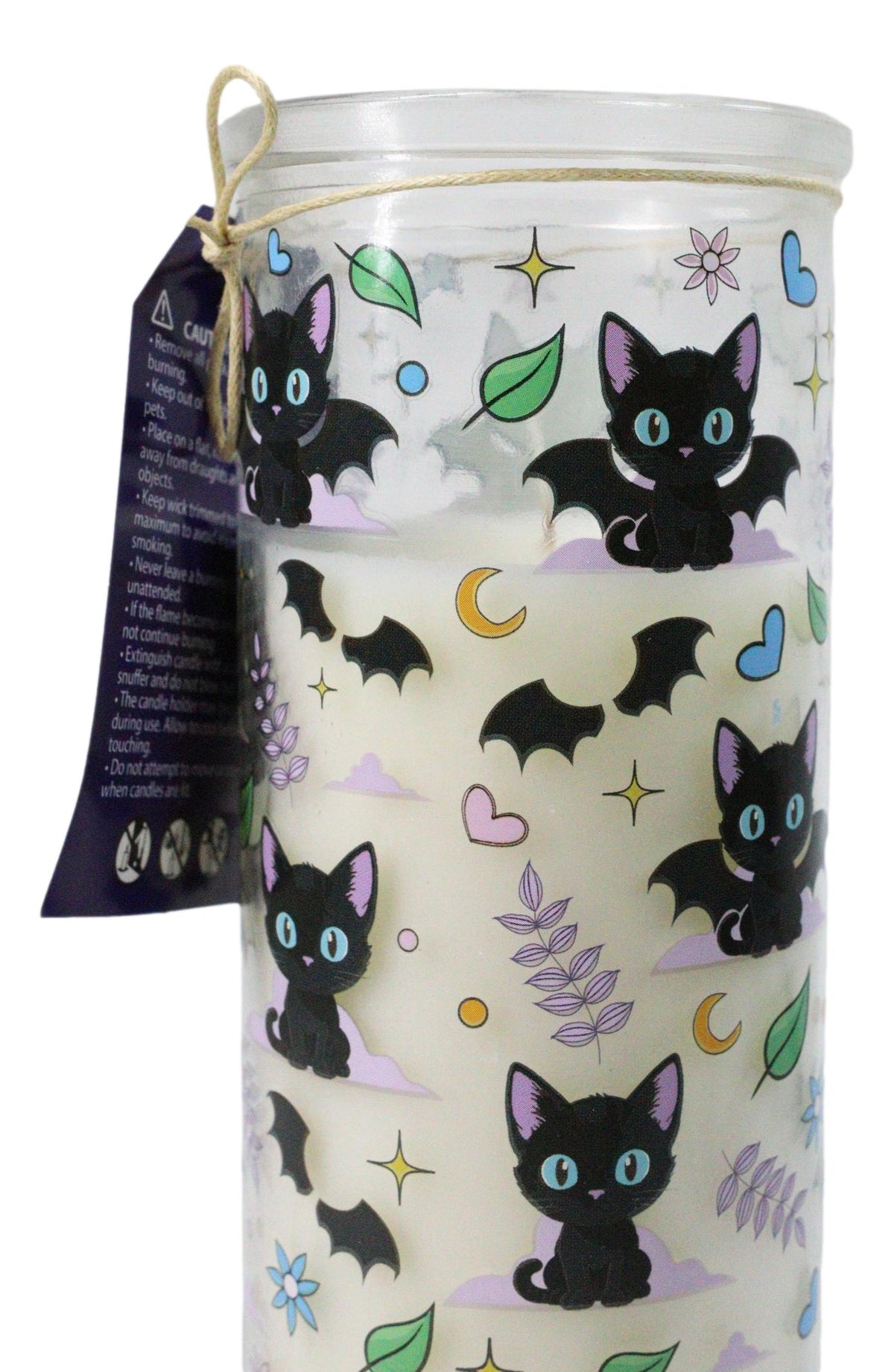 Halloween Magic Cute and Creepy Cat Bat Lavender Scented Glass Tube Candle