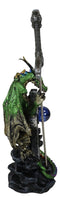 Green Druid Dragon With Celtic High Cross & Gothic Sword Letter Opener Figurine