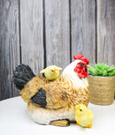 Rustic Farmhouse Chicken Mother Hen with Adorable Chicks Animal Family Figurine