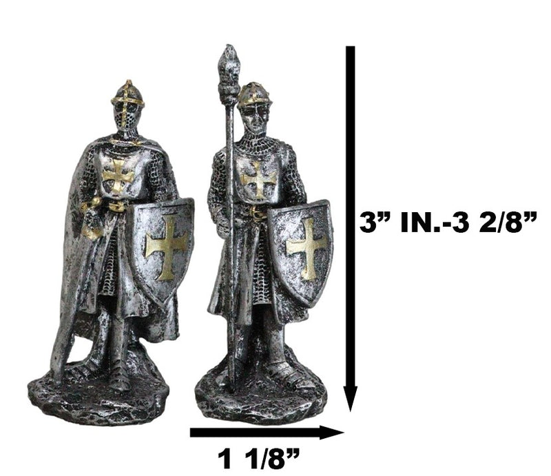 Set of 12 Medieval Crusader Knights Foot Soldiers In Suit of Armor Figurines