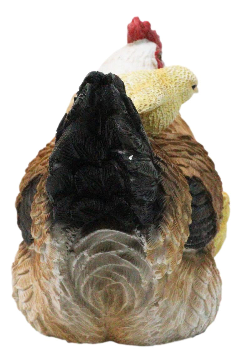 Rustic Farmhouse Chicken Mother Hen with Adorable Chicks Animal Family Figurine