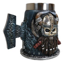 Gothic Viking Horned Warrior Danegeld Skull Tankard Mug 20oz With Hammer Handle