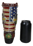 Rustic Western USA Flag Military Cross Olive Branch Cowboy Boot Vase Planter