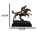 Two Galloping Horses On Grasslands Bronze Electroplated Figurine With Base 15"L
