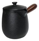 Kyusu Style Side Handle Spirals Cast Iron Teapot 18oz With Enameled Interior