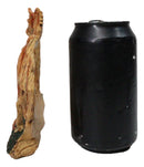 Rustic Western Running Horse Faux Wood Sculpture with Cowboy Riding Bronco