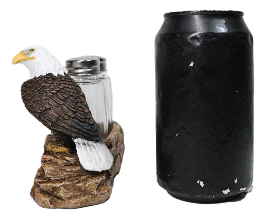Wild Heritage Bald Eagle On Rock Southwestern Symbol Salt & Pepper Shaker Holder