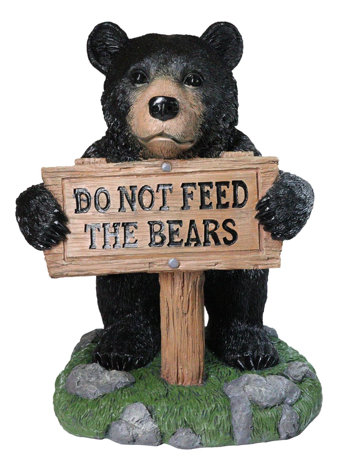 Large Whimsical Black Bear Figurine With “Do Not Feed the Bears” Sign 20"Tall