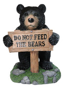 Large Whimsical Black Bear Figurine With “Do Not Feed the Bears” Sign 20"Tall