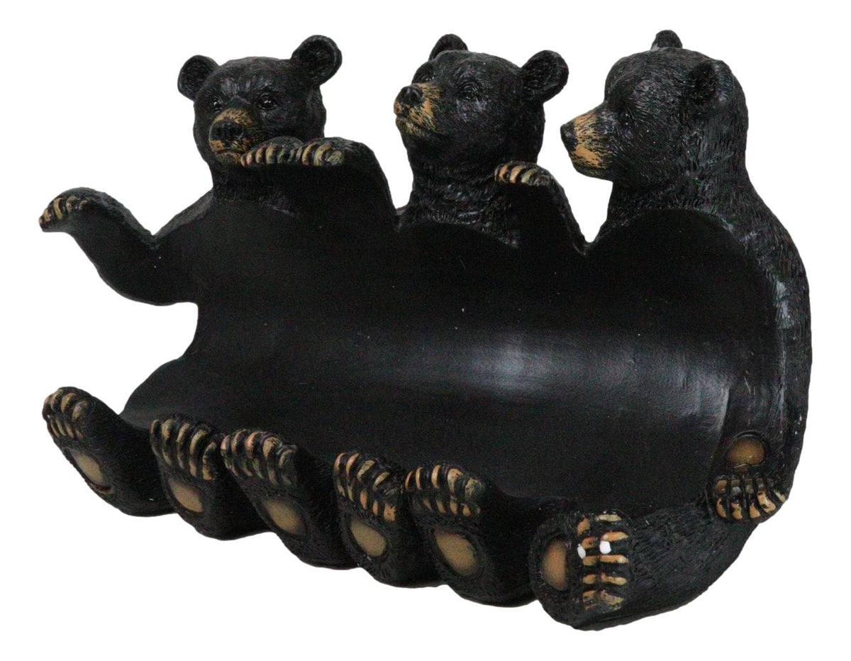 Rustic Western Forest Animal Whimsical 3 Black Bears Wine Bottle Holder Decor