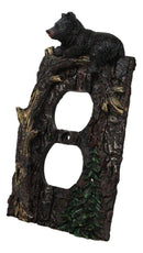 Set of 2 Rustic Forest Black Bears Climbing Tree Double Receptacle Outlet Covers