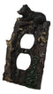 Set of 2 Rustic Forest Black Bears Climbing Tree Double Receptacle Outlet Covers