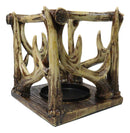 Wildlife Rustic Buck Elk Deer Stag Antlers Crown Pillar Candle Holder Figurine