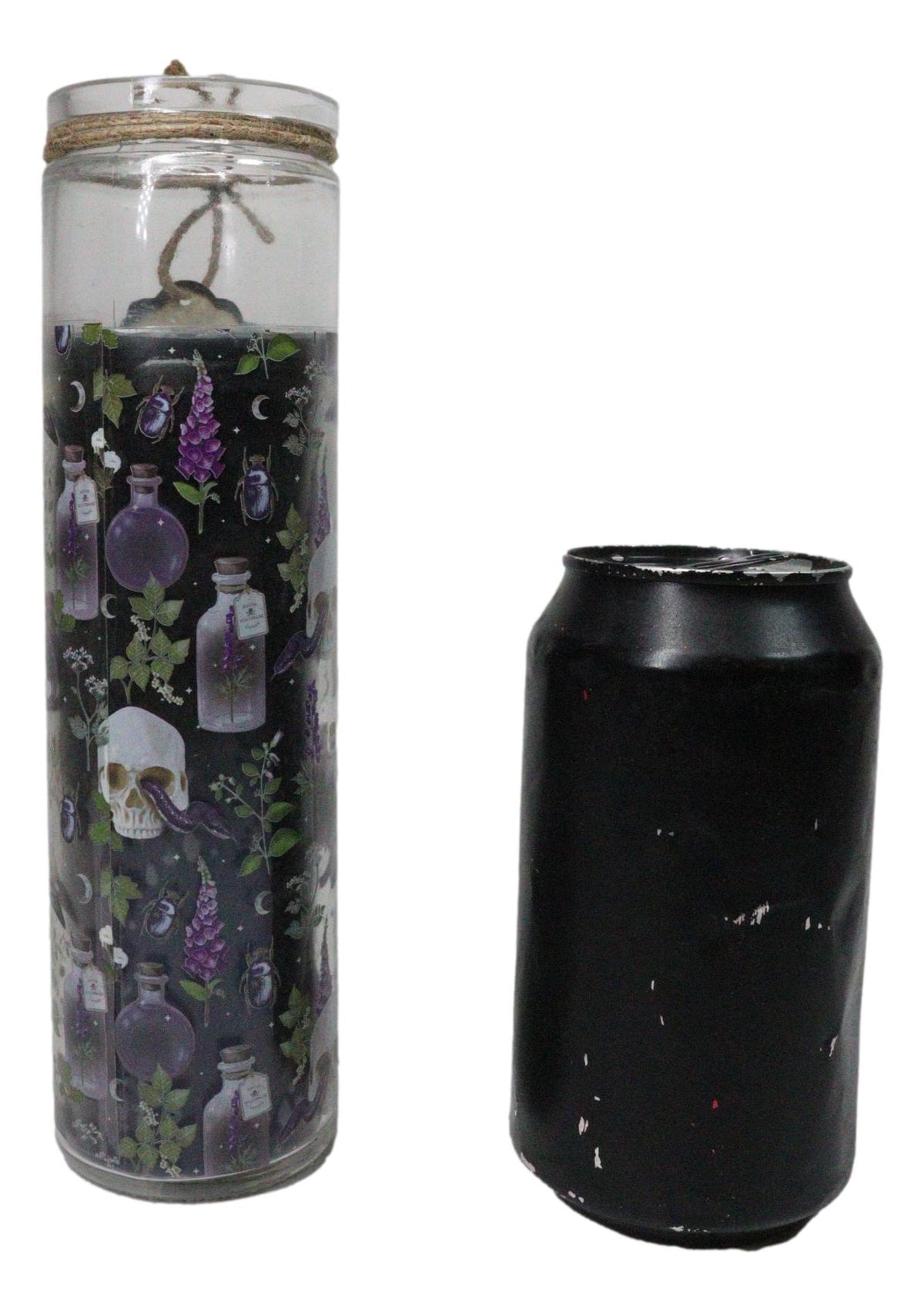Pack of 2 Skulls and Poisonous Plants Scented Tube Candles in Glass Jars 8"H