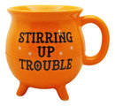 Wicca Magic Orange Stirring Up Trouble Cauldron Ceramic Mug With Handle 16oz