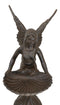 Rustic Cast Iron Gabriel Angel Holding Shell Garden Bird Feeder Bath 15.5"H