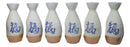Pack Of 6 White And Caramel Fuku Kanji Japanese Wine Sake Tokkuri Bottle Flask