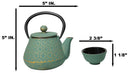 Chrysanthemum Green Gold Petite Cast Iron Teapot 10oz With 4 Mini Tea Cups Set