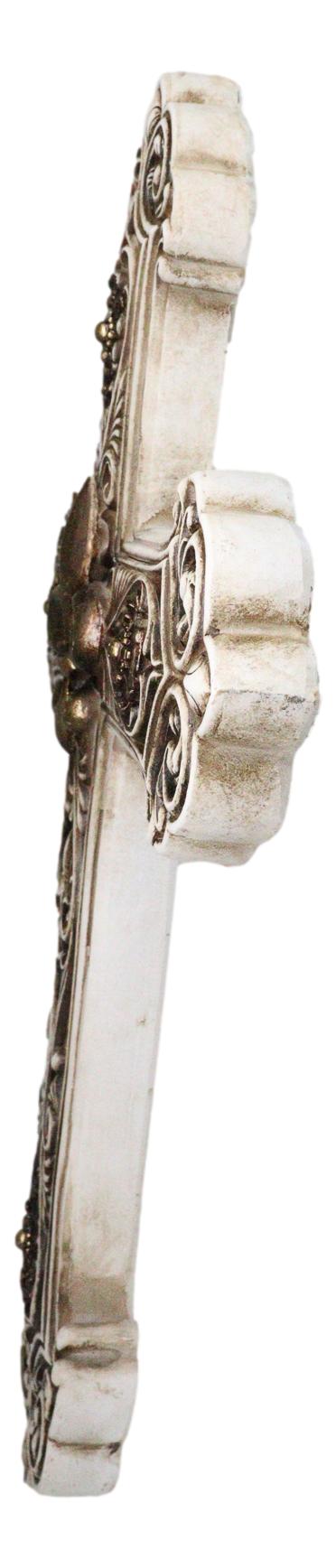 Rustic Royal French Fleur De Lis Emblem with Ornate Scrollwork Wall Cross Decor