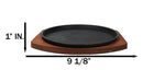 Personal Size Cast Iron Round Fajita Steak Pan Skillet With Wood Trivet Base8"D