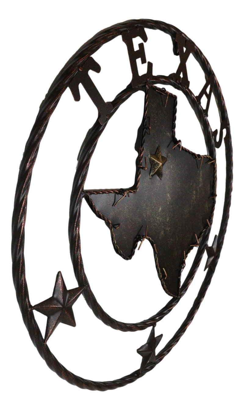 16"D Rustic Western Lone Stars Texas State Map Metal Circle Wall Hanging Decor