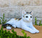 Realistic Adorable Feline Shorthair Calico Cat Kitten Lying Statue14.25"L