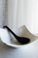 Pack Of 6 Matte Black Melamine Asian Noodle Soup Spoons With Ladle Hook Ends